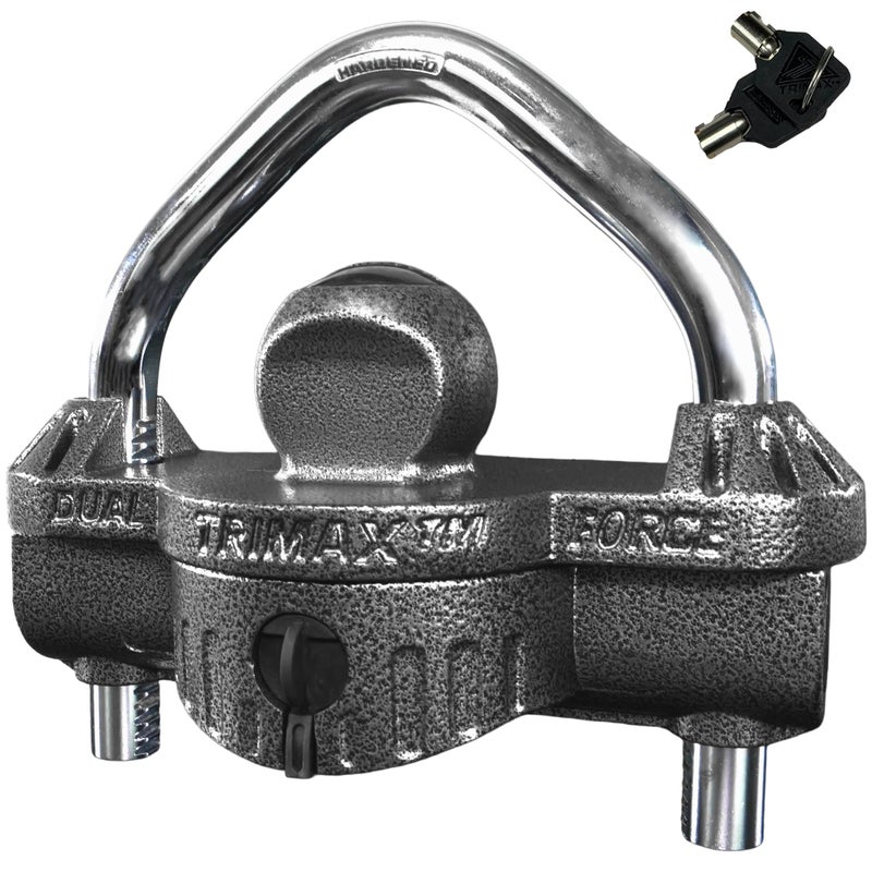 Trimax - UMAX 50D - Trailer Lock for Hitch, Dual Purpose Transforms to U Lock - Trailer Hitch Lock for 1-7/8" - 2-5/16" Couplers, All Coupler Types - Image 1